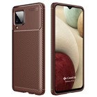 CaseUp Samsung Galaxy A12 Kılıf Fiber Design Kahverengi